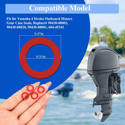 25 Pcs 90430-08020 90430-08003 Outboard Lower Unit Oil Drain Gaskets Compatible with Yamaha 4 Stroke Outboard Motors Gear Case Seals, Lower Gear Case Oil Drain Gasket, Hard Fiberboard Gaskets, Red