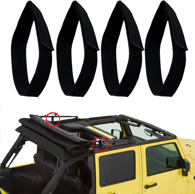 Soft Top Straps Back Window Straps for Jeep Wrangler JK Soft Top Tie Down Straps for (Pack of in Black