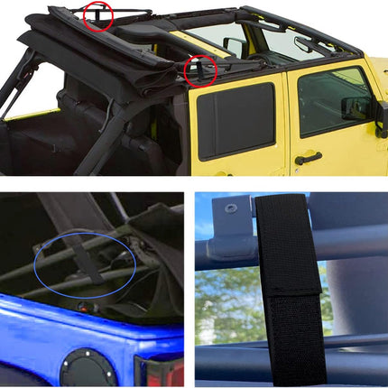 Soft Top Straps,Back Window Straps for Jeep Wrangler JK,Soft Top Tie Down Straps for Jeep,Heavy Duty Rear Window Straps,Black,(Pack of 4)