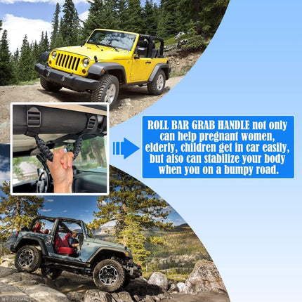 Roll Bar Grab Handles for Jeep Grab Handles for Jeep Wrangler YJ TJ JK JKU JL JLU 1987-2024 Paracord Grab Handle 250 Pounds Load,Black