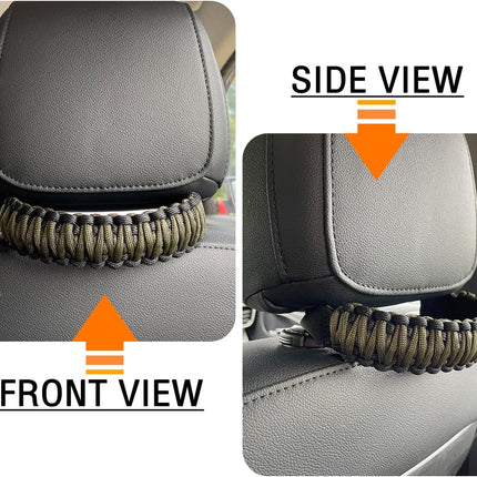 Headrest Grab Handles Universal Grip Handles,Passenger Support Handles for Jeep Wrangler,Ford Bronco,Toyota,Tacoma,Trucks,SUV,Cars,2Pack (Black&Olive)