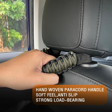 Headrest Grab Handles Universal Grip Handles,Passenger Support Handles for Jeep Wrangler,Ford Bronco,Toyota,Tacoma,Trucks,SUV,Cars,2Pack (Black&Olive)