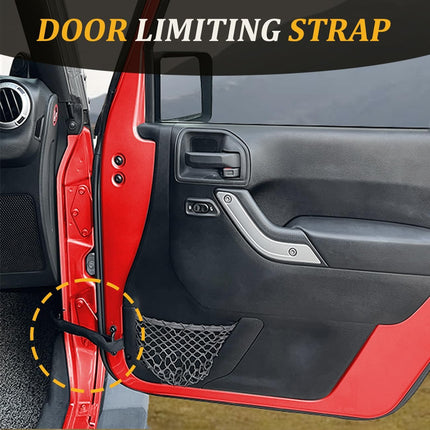 Door Limiting Strap for Jeep Wrangler JK JKU 2007-2018 Heavy Duty Door Straps for Jeep Wire Protecting Harness Door Limiter,Black(2Pack)