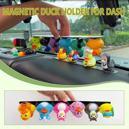 Duck Holders,Magnetic Duck Plugs for Jeep Dashboard Duck Display,Holds up to 12 Ducks,Adjustable Duck Mount,Silver(Does Not Include Rubber Duck)