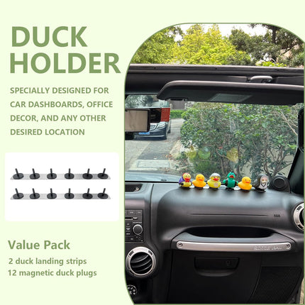 Duck Holders,Magnetic Duck Plugs for Jeep Dashboard Duck Display,Holds up to 12 Ducks,Adjustable Duck Mount,Silver(Does Not Include Rubber Duck)