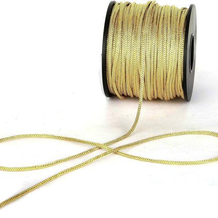 Nylon Satin Cord, 2mm 50 Yards Braided Lift Shade Cord for Necklace Bracelet String Cord, Blind Shade, Trim and Shoelaces (Gold)