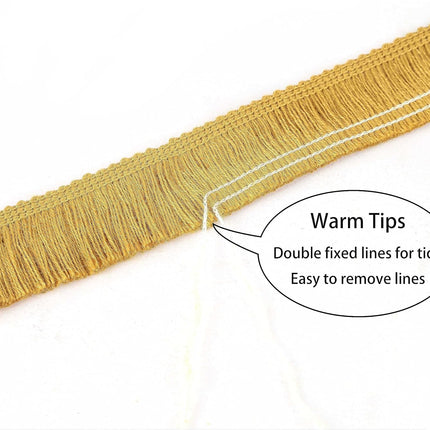 Sewing Fringe Trim 13.7 Yards x 1 Inch Tassel Trim Sewing Accessory Lace for Clothes Home Decoration DIY (Gold)