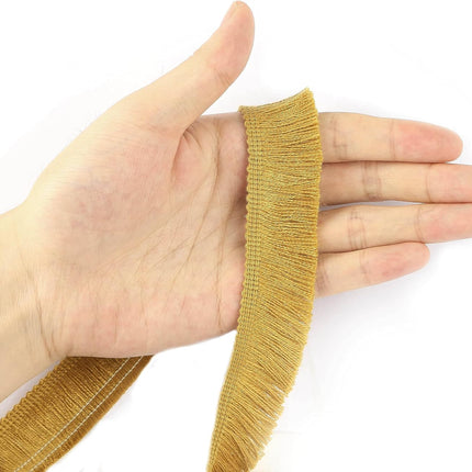 Sewing Fringe Trim 13.7 Yards x 1 Inch Tassel Trim Sewing Accessory Lace for Clothes Home Decoration DIY (Gold)