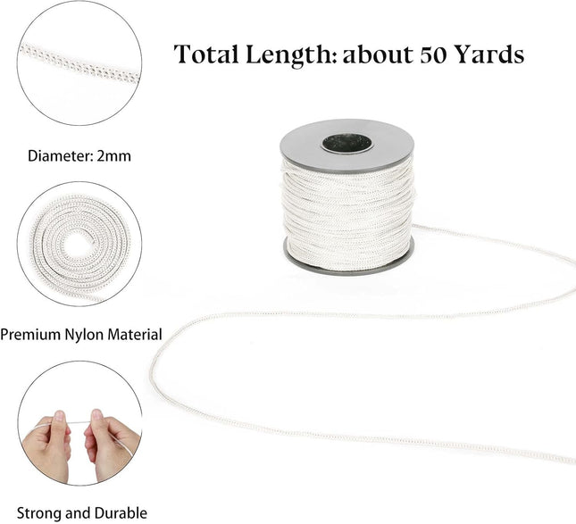 Nylon Satin Cord 2mm 50 Yards Braided Lift Shade Cord for Necklace Bracelet String Cord Blind Shade Trim – product detail