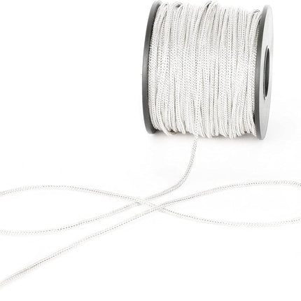 Nylon Satin Cord, 2mm 50 Yards Braided Lift Shade Cord for Necklace Bracelet String Cord, Blind Shade, Trim and Shoelaces (White)
