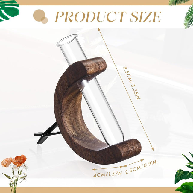 2 Pcs Mini Glass Car Flower Vase Clip Holder Car Propagation Vase Vent Clip Plant Holder (Walnut – product detail
