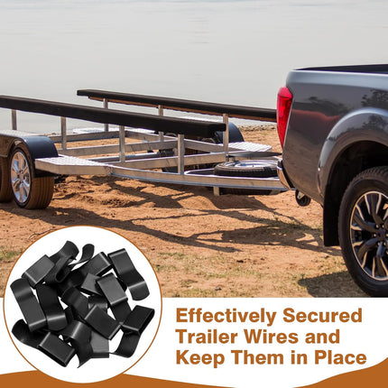 15 Pack Trailer Frame Wire Clips Black Push-On Chassis Wire Clips Anti-Corrosion Spring Steel Harness Fasteners for Automotive Boat Trailer or Marine Wiring Management (3/8'')