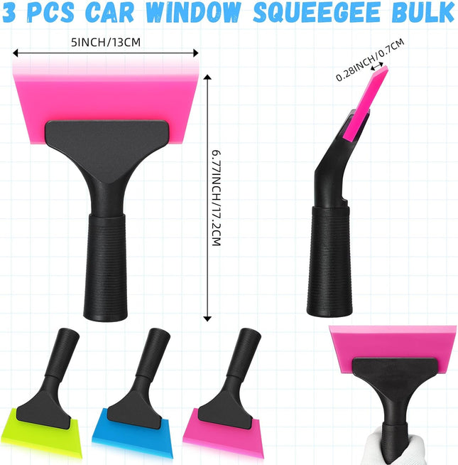 3 Pcs Small Squeegee 5 Inch Window Tint Silicone Squeegee Cleaning with Non Slip Handle – product detail