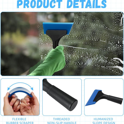 3 Pcs Small Squeegee 5 Inch Window Tint Silicone Squeegee Cleaning with Non Slip Handle Wiper Window Tinting Tools for Car Glass Mirror Shower Bathroom Auto (Blue+Green+Pink)