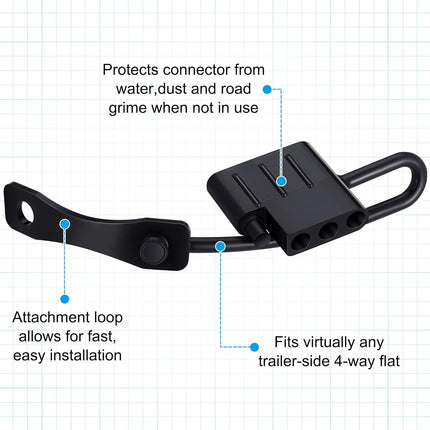 8 Pack 4-pin Flat Trailer Wiring Harness Connector Dust Cover Black Vehicle Side Plug Terminals Connection Dust Cover Bulk for Trailer Replace Against Dirt Water Rust