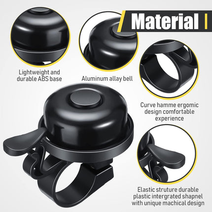 Bike Bells Bulk Aluminum Loud Crisp Bicycle Bell Clear Sound Mountain Bike Accessories Easy Installation for Boys Girls Adults Kids, Black