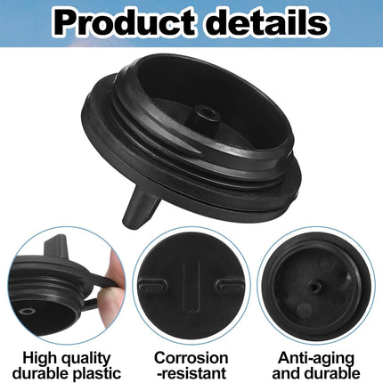 4 Pcs Fuel Deck Fill Cap for Boat Gas Tank Black Marine Fuel Filler Cap with O-Ring Seal Non-Locking Plastic Replacement Universal