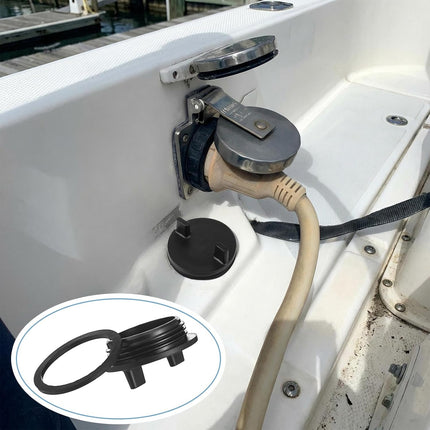 4 Pcs Fuel Deck Fill Cap for Boat Gas Tank Black Marine Fuel Filler Cap with O-Ring Seal Non-Locking Plastic Replacement Universal