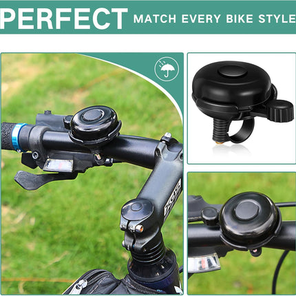 15 Pcs Classic Bike Bell Aluminum Bicycle Bell Loud Crisp Clear Sound Bike Accessories Easy Installation for Adults Kids Girls Boys, Black