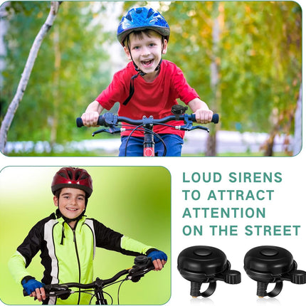 15 Pcs Classic Bike Bell Aluminum Bicycle Bell Loud Crisp Clear Sound Bike Accessories Easy Installation for Adults Kids Girls Boys, Black
