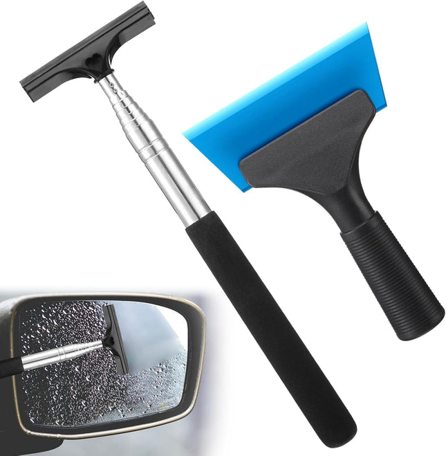 2 Pcs Side Mirror Squeegee Small 39 Inch Retractable Handle Car Squeegee with 5 Inch V1258-DP02-B-3730
