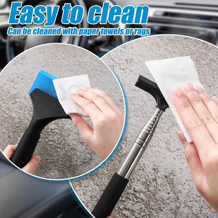 2 Pcs Side Mirror Squeegee Small 39 Inch Retractable Handle Car Squeegee with 5 Inch Car Window Mini Rearview Mirror Wiper for Glass Door Rainy Foggy Accessories
