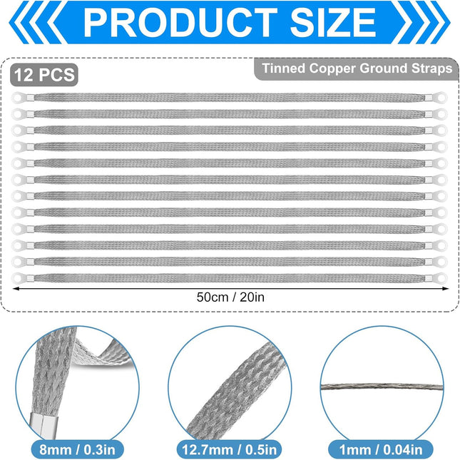 12 Pcs Ground Straps Automotive 20 Inch Universal Engine Ground Strap Kit with Ring Terminals – product detail