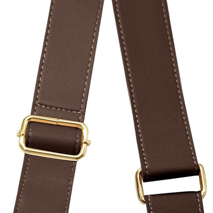 Dark Brown Leather Purse Strap Wide Adjustable Shoulder Purse Strap Handbags Replacement Crossbody Straps with Swivel Clasps, 33~55inch