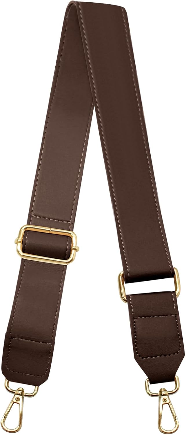 Dark Brown Leather Purse Strap Wide Adjustable Shoulder Purse Strap Handbags Replacement Crossbody Straps