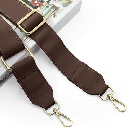 Dark Brown Leather Purse Strap Wide Adjustable Shoulder Purse Strap Handbags Replacement Crossbody Straps with Swivel Clasps, 33~55inch
