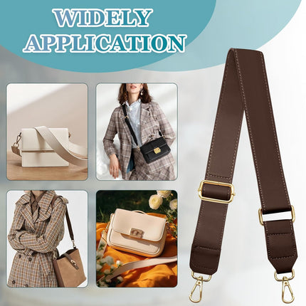 Dark Brown Leather Purse Strap Wide Adjustable Shoulder Purse Strap Handbags Replacement Crossbody Straps with Swivel Clasps, 33~55inch