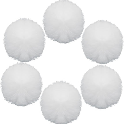 12 Pack Small Faux Fur Pom Pom Balls, 2.75 inch Fluffy Pompom Ball Elastic Loop Accessories, White Pompoms for Hats/Shoes/Scarves/Gloves/Bags