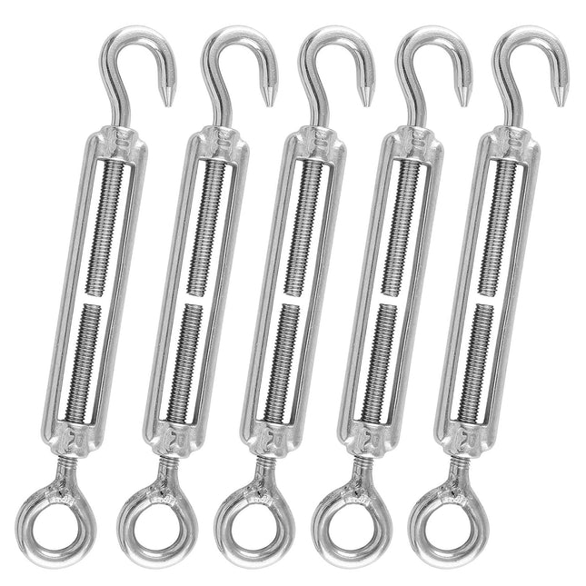 5pcs M5 Stainless Steel 304 Hook & Eye Turnbuckles Adjustable Wire Rope Tensioner V1258-DP02-B-3740