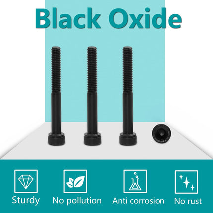 25pcs M6-1.0 x 50mm Socket Head Cap Screws Bolts, Grade 12.9 Alloy Steel Machine Thread Bolt, Black Oxide Screw