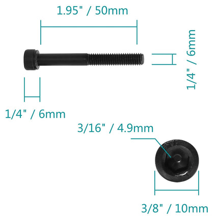 25pcs M6-1.0 x 50mm Socket Head Cap Screws Bolts, Grade 12.9 Alloy Steel Machine Thread Bolt, Black Oxide Screw