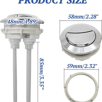 Toilet Tank Push Button 48mm Thread Diameter Dual Push Flushing Button Adjustable Toilet Water Tank Button Replacement, Pack of 1