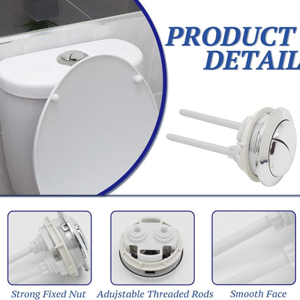 Toilet Tank Push Button 48mm Thread Diameter Dual Push Flushing Button Adjustable Toilet Water Tank Button Replacement, Pack of 1