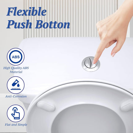 Toilet Tank Push Button 48mm Thread Diameter Dual Push Flushing Button Adjustable Toilet Water Tank Button Replacement, Pack of 1