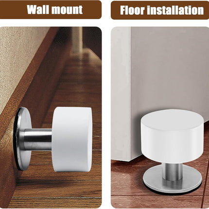 White Door Stops with Extra Stickers, No Drill Heavy Duty Rubber Doorstops,Sound Dampening Door Stopper for Bottom of Door, Home & Office Use, 1 Pack