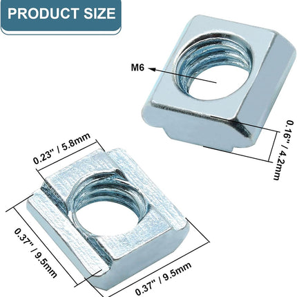 30pcs 2020 Series M6 T Nuts, Tee Sliding Slot Nuts Hammer Head Fastener Nut