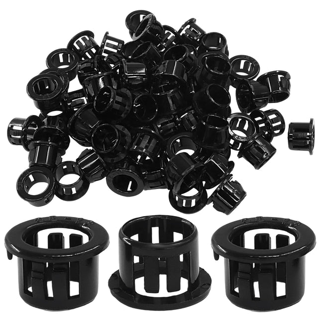 100PCS 1/2 Round Cable Snap Bushing Black Snap Bushing Grommet Plastic Hole Plugs Hole Plugs Tube