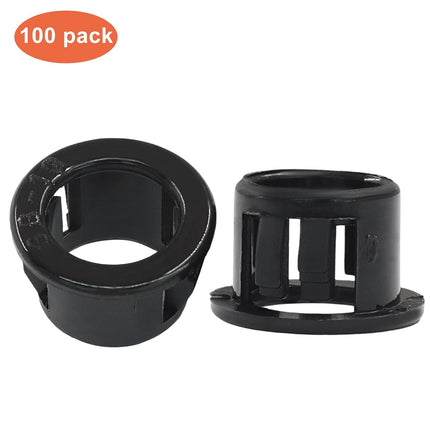 100PCS 1/2" Round Cable Snap Bushing, Black Snap Bushing Grommet Plastic Hole Plugs,Hole Plugs Tube Circular Locking Fastener for Cable Hose Wire/Furniture Fencing/Post Pipe(SB-13)