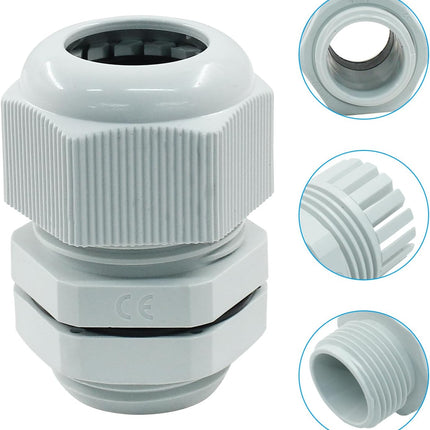 5 Pcs 3/4" NPT Cable Glands Waterproof Strain Relief Cord Connector Grip Adjustable Cable Connectors Cable Gland Joints Wire Protectors, Grey