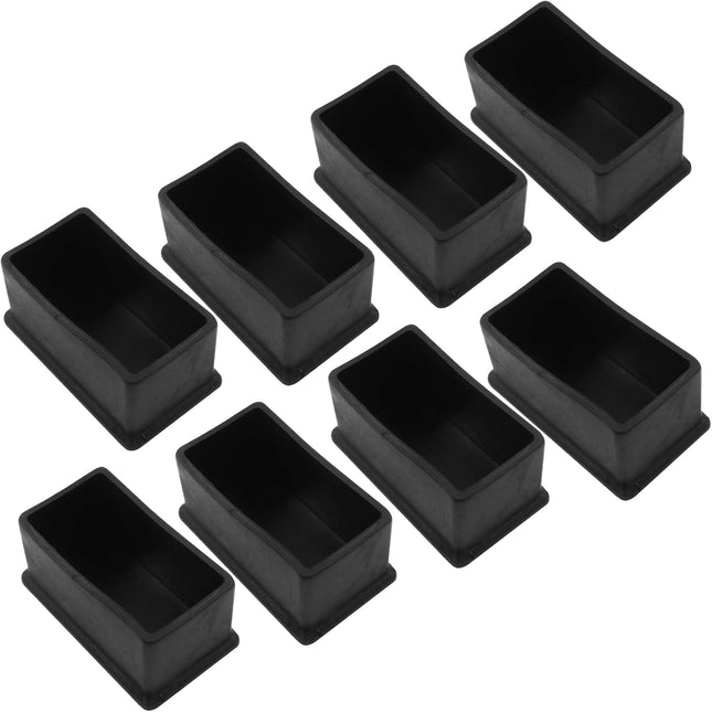 8 Pieces Rubber Furniture Leg Caps 25mm x 50mm Rectangle Chair Table Leg Covers Soft Furniture Feet End Cap