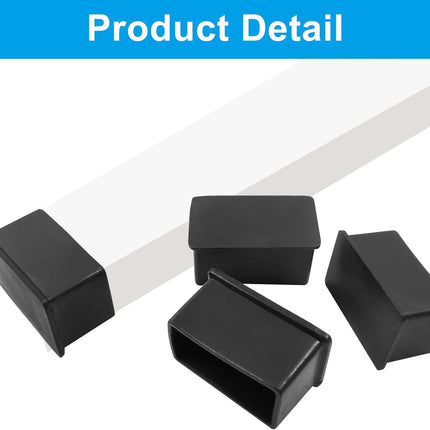 8 Pieces Rubber Furniture Leg Caps, 25mm x 50mm Rectangle Chair Table Leg Covers, Soft Furniture Feet End Cap Tips Floor Protector for Chair Table