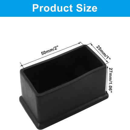 8 Pieces Rubber Furniture Leg Caps, 25mm x 50mm Rectangle Chair Table Leg Covers, Soft Furniture Feet End Cap Tips Floor Protector for Chair Table