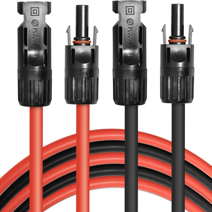 5FT Black + Red 12AWG(4mm²) Solar Panel Extension Cable Wire, Solar Adaptor Cable with Female and Male Connector - Set of 2