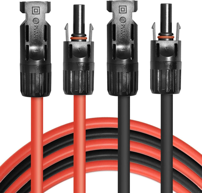 5FT Black Plus Red 12AWG(4mm 2) Solar Panel Extension Cable Wire Solar Adaptor Cable with Female and Male