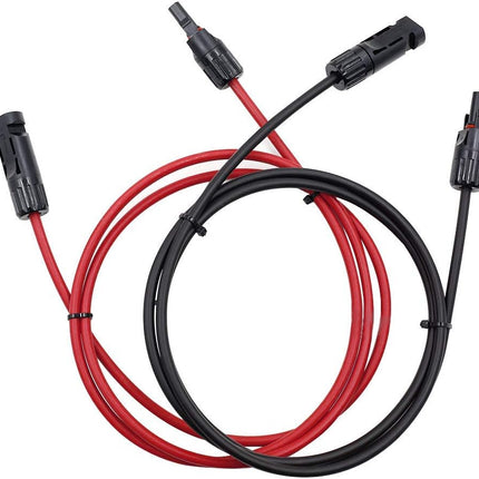 5FT Black + Red 12AWG(4mm²) Solar Panel Extension Cable Wire, Solar Adaptor Cable with Female and Male Connector - Set of 2