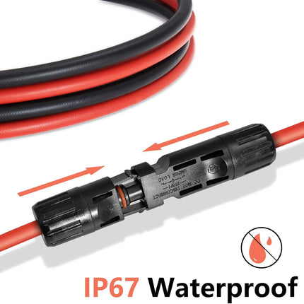 5FT Black + Red 12AWG(4mm²) Solar Panel Extension Cable Wire, Solar Adaptor Cable with Female and Male Connector - Set of 2